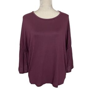 Olive + Oak Boxy Oversized Flare Sleeve Top Purple Women’s Size S